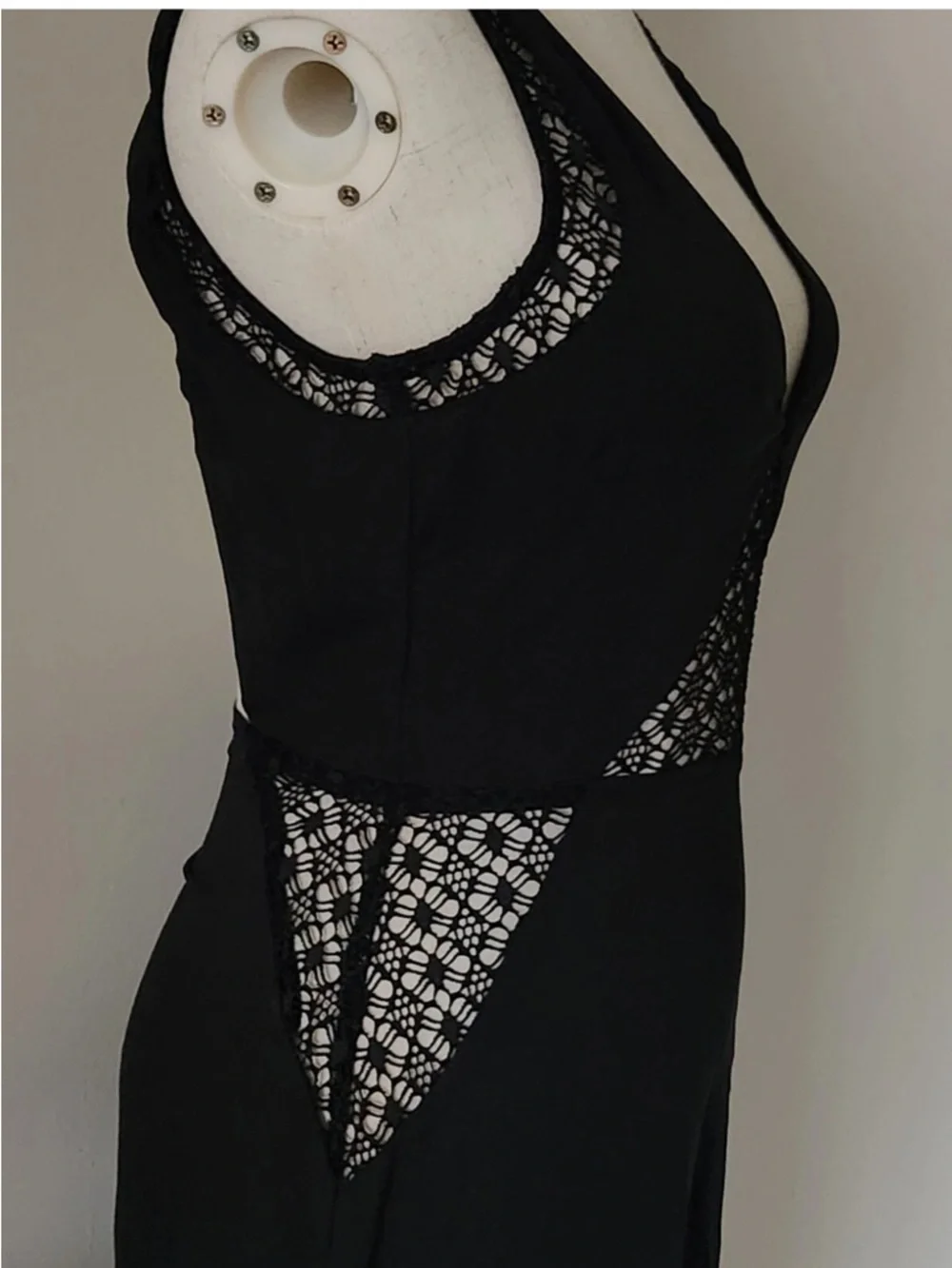 NASTY GAL 00s Era Black Backless Wide-Leg Vaca Jumpsuit Sz S Crochet Lace EUC - Picture 4 of 8